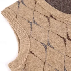 Men Sweater Vest Knit Geometric V Neck Smart Casual Formal Vacation Clothing Apparel Spring Autumn Wine Dark Green S M L