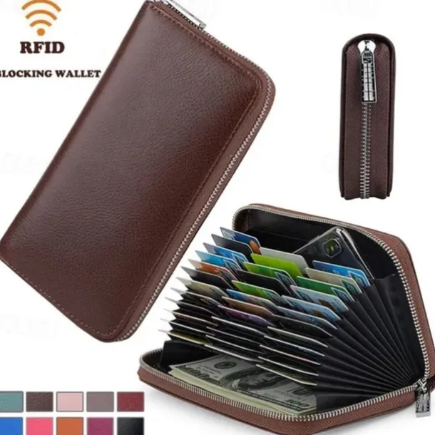 Men Women Credit Card HolderRFID Blocking Wallet 36 Card Slots Zipper Purse Long Clutch large Capacity Purse Wallet Phone Bag