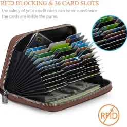 Men Women Credit Card HolderRFID Blocking Wallet 36 Card Slots Zipper Purse Long Clutch large Capacity Purse Wallet Phone Bag