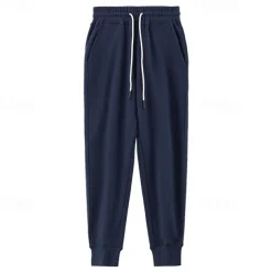 Men's 100% Cotton Athletic Pants Active Pants Active Joggers Solid Color Full Length Outdoor Home Sports Outdoor Sports Fashion Gray Green Black Micro-elastic