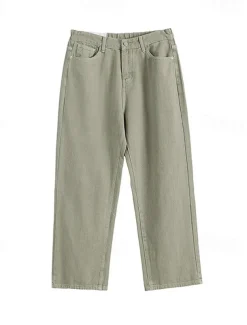 Men's 100% Cotton Chino Pants Straight Leg Solid Color Full Length Outdoor Vacation Casual Elegant Vacation Light Khaki Black Micro-elastic