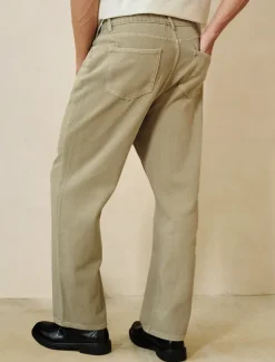 Men's 100% Cotton Chino Pants Straight Leg Solid Color Full Length Outdoor Vacation Casual Elegant Vacation Light Khaki Black Micro-elastic