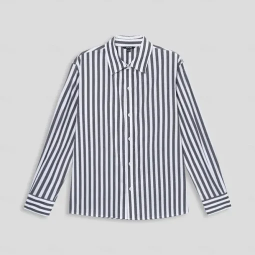 Men's 100% Cotton Dress Shirt Black Long Sleeve Striped Turndown Formal Office / Career Button Clothing Apparel Daily Business