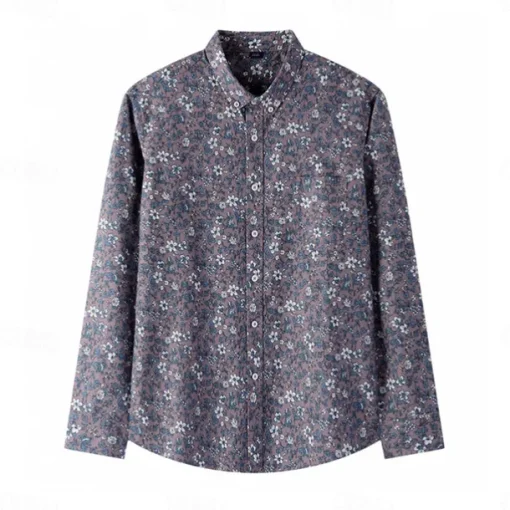 Men's 100% Cotton Floral Vine Shirt Oxford Shirt Long Sleeve Vintage Hawaiian Artistic School Performance Wedding Summer Spring Fall Button Down Collar Green Dark Blue Apricot