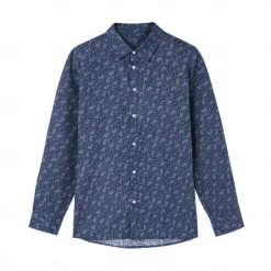 Men's 100% Cotton Paisley Shirt Button Down Shirt Casual Shirt Long Sleeve Vintage Hawaiian Artistic School Performance Wedding Spring Fall Turndown Button Up Navy Blue