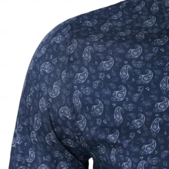 Men's 100% Cotton Paisley Shirt Button Down Shirt Casual Shirt Long Sleeve Vintage Hawaiian Artistic School Performance Wedding Spring Fall Turndown Button Up Navy Blue