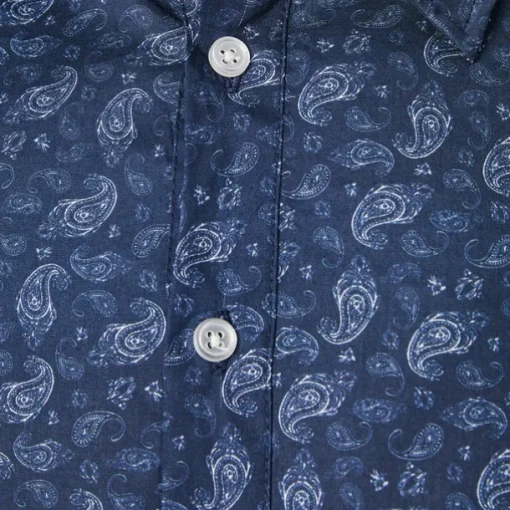Men's 100% Cotton Paisley Shirt Button Down Shirt Casual Shirt Long Sleeve Vintage Hawaiian Artistic School Performance Wedding Spring Fall Turndown Button Up Navy Blue