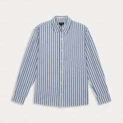 Men's 100% Cotton Shirt Summer Shirt Button Up Shirt Casual Shirt Black Blue Long Sleeve Stripes Lapel Daily Wear Vacation Clothing Apparel Cotton Fashion Hawaiian Casual