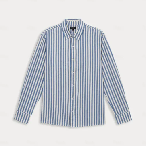 Men's 100% Cotton Shirt Summer Shirt Button Up Shirt Casual Shirt Black Blue Long Sleeve Stripes Lapel Daily Wear Vacation Clothing Apparel Cotton Fashion Hawaiian Casual