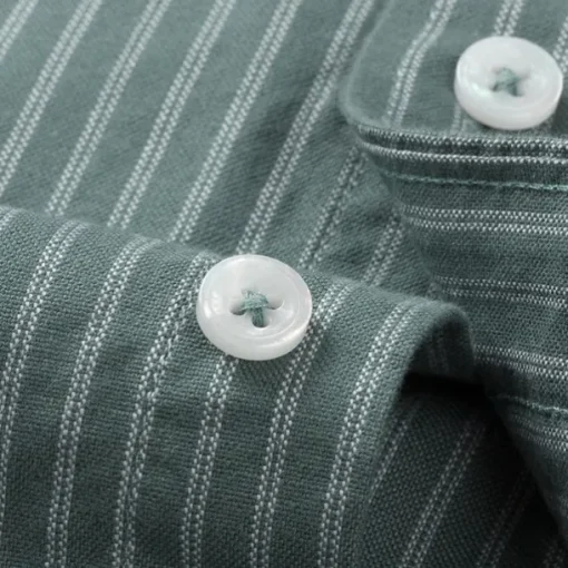 Men's 100% Cotton Striped Oxford Shirt Black Blue Green Light Grey Long Sleeve Shirt Collar School Wedding Clothing Apparel Vacation Vintage Neutral Fashion