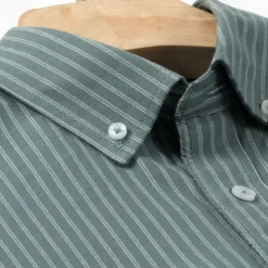 Men's 100% Cotton Striped Oxford Shirt Black Blue Green Light Grey Long Sleeve Shirt Collar School Wedding Clothing Apparel Vacation Vintage Neutral Fashion