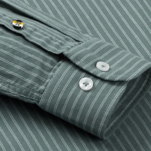 Men's 100% Cotton Striped Oxford Shirt Black Blue Green Light Grey Long Sleeve Shirt Collar School Wedding Clothing Apparel Vacation Vintage Neutral Fashion