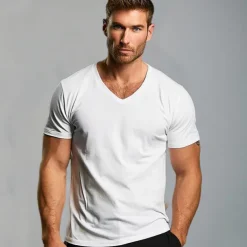Men's 100% Cotton T shirt Tee Tee Top Plain V Neck Street Vacation Short Sleeves Clothing Apparel 100% Cotton Fashion Designer Classic