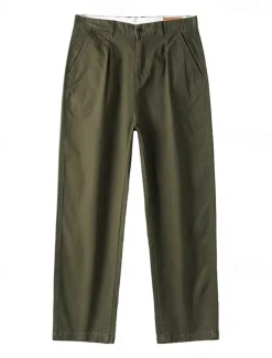 Men's 100% Cotton Tapered Carrot Chinos Pants Pocket Solid Color Full Length Outdoor Vacation Party Vacation Vintage Light Khaki Black Micro-elastic