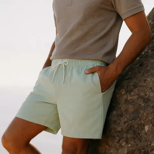 Men's 100% French Linen Shorts Beach Shorts Drawstring Elastic Drawstring Waist Plain Breathable Moisture Wicking Short Formal Wedding Outdoor Elegant Vacation White Yellow Micro-elastic