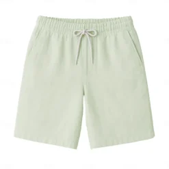 Men's 100% French Linen Shorts Beach Shorts Drawstring Elastic Drawstring Waist Plain Breathable Moisture Wicking Short Formal Wedding Outdoor Elegant Vacation White Yellow Micro-elastic