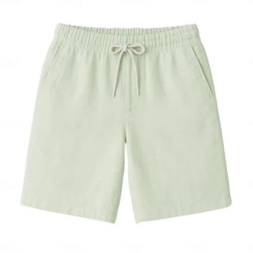 Men's 100% French Linen Shorts Beach Shorts Drawstring Elastic Drawstring Waist Plain Breathable Moisture Wicking Short Formal Wedding Outdoor Elegant Vacation White Yellow Micro-elastic