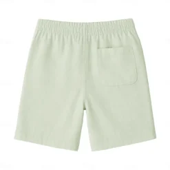 Men's 100% French Linen Shorts Beach Shorts Drawstring Elastic Drawstring Waist Plain Breathable Moisture Wicking Short Formal Wedding Outdoor Elegant Vacation White Yellow Micro-elastic