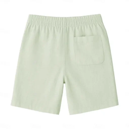 Men's 100% French Linen Shorts Beach Shorts Drawstring Elastic Drawstring Waist Plain Breathable Moisture Wicking Short Formal Wedding Outdoor Elegant Vacation White Yellow Micro-elastic