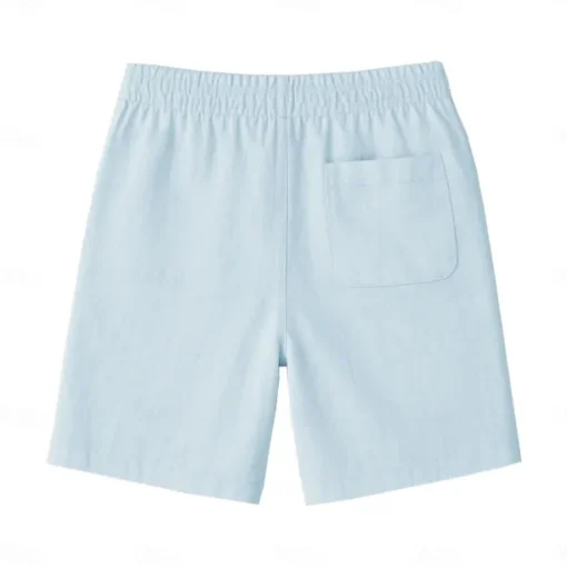 Men's 100% French Linen Shorts Beach Shorts Drawstring Elastic Drawstring Waist Plain Breathable Moisture Wicking Short Formal Wedding Outdoor Elegant Vacation White Yellow Micro-elastic