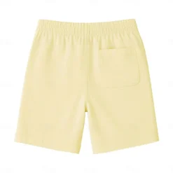 Men's 100% French Linen Shorts Beach Shorts Drawstring Elastic Drawstring Waist Plain Breathable Moisture Wicking Short Formal Wedding Outdoor Elegant Vacation White Yellow Micro-elastic