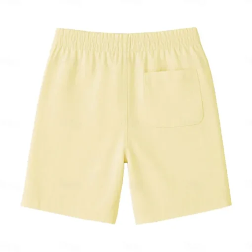 Men's 100% French Linen Shorts Beach Shorts Drawstring Elastic Drawstring Waist Plain Breathable Moisture Wicking Short Formal Wedding Outdoor Elegant Vacation White Yellow Micro-elastic