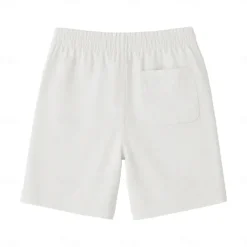 Men's 100% French Linen Shorts Beach Shorts Drawstring Elastic Drawstring Waist Plain Breathable Moisture Wicking Short Formal Wedding Outdoor Elegant Vacation White Yellow Micro-elastic