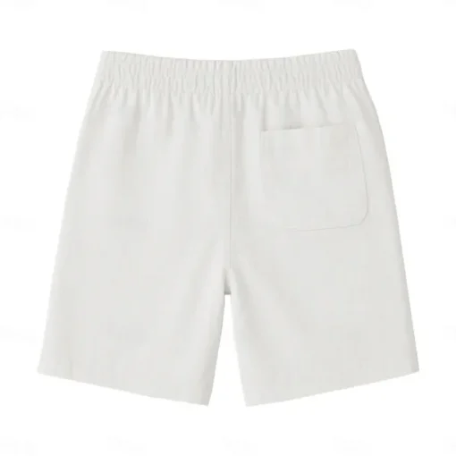 Men's 100% French Linen Shorts Beach Shorts Drawstring Elastic Drawstring Waist Plain Breathable Moisture Wicking Short Formal Wedding Outdoor Elegant Vacation White Yellow Micro-elastic