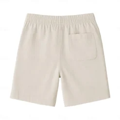 Men's 100% French Linen Shorts Beach Shorts Drawstring Elastic Drawstring Waist Plain Breathable Moisture Wicking Short Formal Wedding Outdoor Elegant Vacation White Yellow Micro-elastic