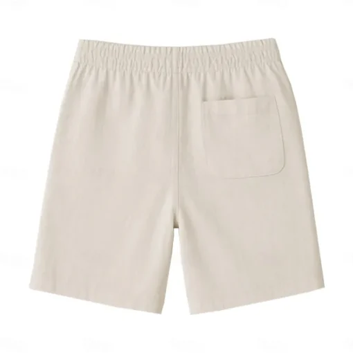 Men's 100% French Linen Shorts Beach Shorts Drawstring Elastic Drawstring Waist Plain Breathable Moisture Wicking Short Formal Wedding Outdoor Elegant Vacation White Yellow Micro-elastic