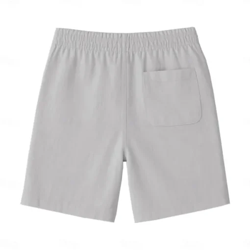 Men's 100% French Linen Shorts Beach Shorts Drawstring Elastic Drawstring Waist Plain Breathable Moisture Wicking Short Formal Wedding Outdoor Elegant Vacation White Yellow Micro-elastic