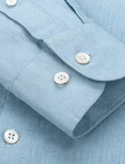 Men's 100% Linen Shirt wash-and-wear no-iron Blue Army Green Beige Long Sleeve Solid Color Rolled collar Outdoor Causal Buttons Clothing Apparel Daily Casual Daily Leisure