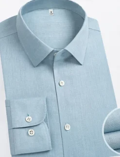 Men's 100% Linen Shirt wash-and-wear no-iron Blue Army Green Beige Long Sleeve Solid Color Rolled collar Outdoor Causal Buttons Clothing Apparel Daily Casual Daily Leisure