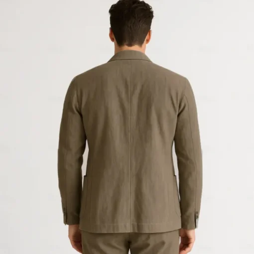 Men's 100% Linen Blazer Jacket Wedding Party Anniversary Summer Spring Linen Solid Color Single Breasted One-button Blazer Blue Beige