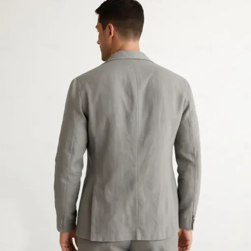 Men's 100% Linen Blazer Jacket Wedding Party Anniversary Summer Spring Linen Solid Color Single Breasted One-button Blazer Blue Beige