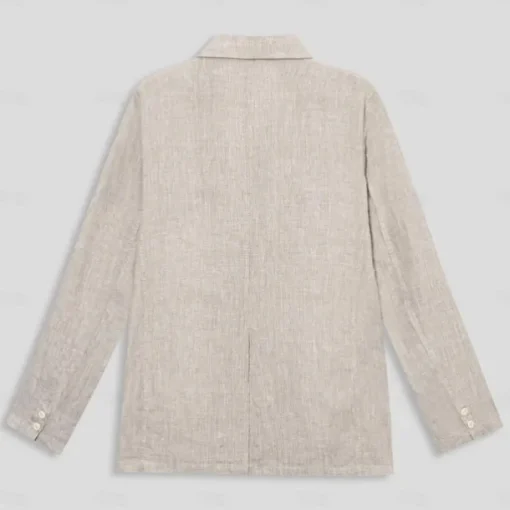 Men's 100% Linen Blazer Jacket Wedding Party Anniversary Summer Spring Linen Solid Color Single Breasted One-button Blazer Blue Beige