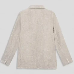 Men's 100% Linen Blazer Jacket Wedding Party Casual Elegant Vacation Summer Spring Linen Blue Linen Blazer Solid Color Single Breasted Two-button Blazer Blue Beige