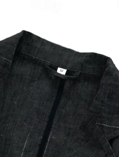 Men's 100% Linen Blazer Lightweight Jacket Outdoor Casual Without Lining Classic & Timeless Chic & Modern Spring & Fall Linen Vertical Stripes Artistic Style Classic Style Blazer Black Navy Blue
