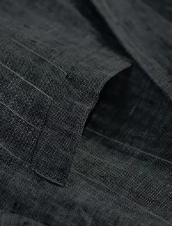 Men's 100% Linen Blazer Lightweight Jacket Outdoor Casual Without Lining Classic & Timeless Chic & Modern Spring & Fall Linen Vertical Stripes Artistic Style Classic Style Blazer Black Navy Blue