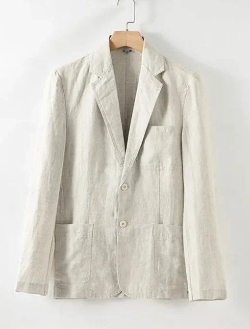 Men's 100% Linen Blazer Mens Linen Jackets Formal Evening Wedding Party Blue Summer Blazer Fashion Casual Spring & Summer Pocket Casual / Daily Single Breasted Blazer Beige Light Blue