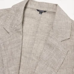 Men's 100% Linen Blazer Suits Outdoor Pocket Spring Blue Linen Jacket & Fall 100% Linen Solid Color Button Pocket Single Breasted Blazer Blue Beige