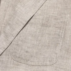 Men's 100% Linen Blazer Suits Outdoor Pocket Spring Blue Linen Jacket & Fall 100% Linen Solid Color Button Pocket Single Breasted Blazer Blue Beige