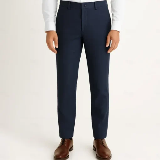 Men's 100% Linen Pants Solid Color Breathable Full Length Formal Wedding Outdoor Elegant Vacation Navy Blue Beige Micro-elastic