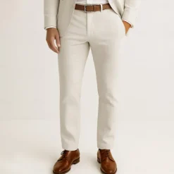 Men's 100% Linen Pants Solid Color Breathable Full Length Formal Wedding Outdoor Elegant Vacation Navy Blue Beige Micro-elastic