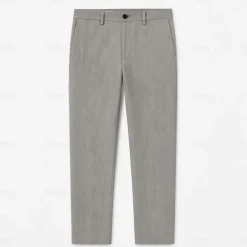 Men's 100% Linen Pants Solid Color Breathable Full Length Formal Wedding Outdoor Elegant Vacation Navy Blue Beige Micro-elastic