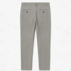 Men's 100% Linen Pants Solid Color Breathable Full Length Formal Wedding Outdoor Elegant Vacation Navy Blue Beige Micro-elastic