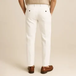 Men's 100% Linen Pants Solid Color Breathable Full Length Formal Wedding Outdoor Elegant Vacation Navy Blue Beige Micro-elastic