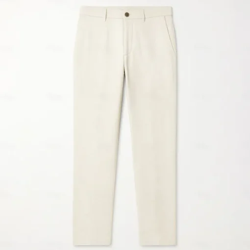 Men's 100% Linen Pants Solid Color Breathable Full Length Formal Wedding Outdoor Elegant Vacation Navy Blue Beige Micro-elastic