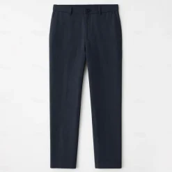 Men's 100% Linen Pants Solid Color Breathable Full Length Formal Wedding Outdoor Elegant Vacation Navy Blue Beige Micro-elastic