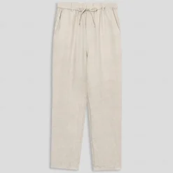 Men's 100% Linen Pants Trousers Drawstring Elastic Waist Straight Leg Plain Comfort Breathable Casual Daily Holiday Fashion Classic Style Beige
